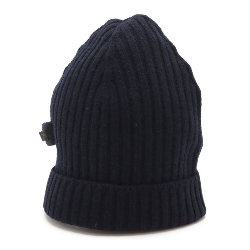 Prada Knit Cap Hat 100% Wool Dark Navy Blue M - Picture 2 of 4